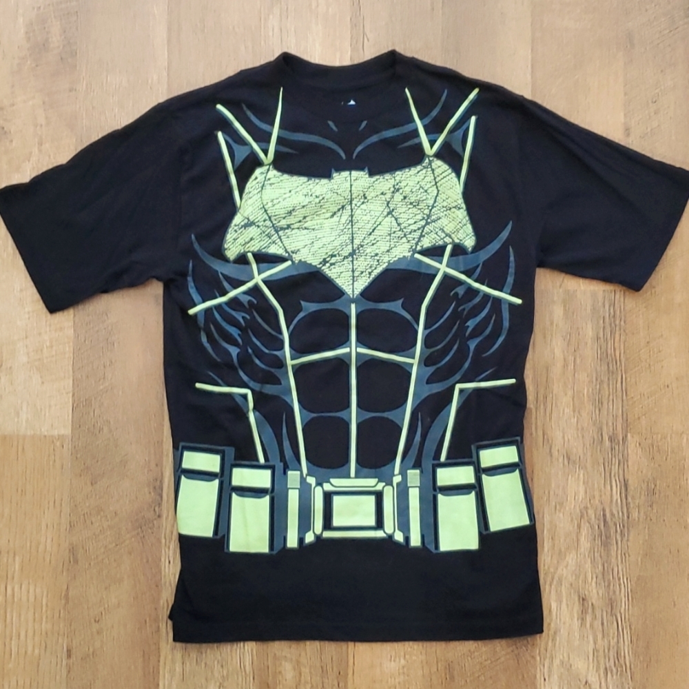 Batman Superhero Black Day Glo Short Sleeve Costume Shirt Boys 10-12